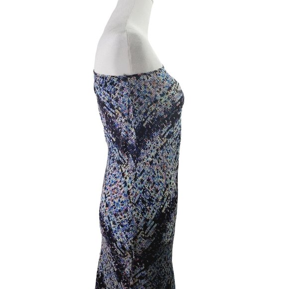 Gemma One Shoulder Sequin Print 100% Silk Slip Dress, Sz XS - Picture 6 of 9